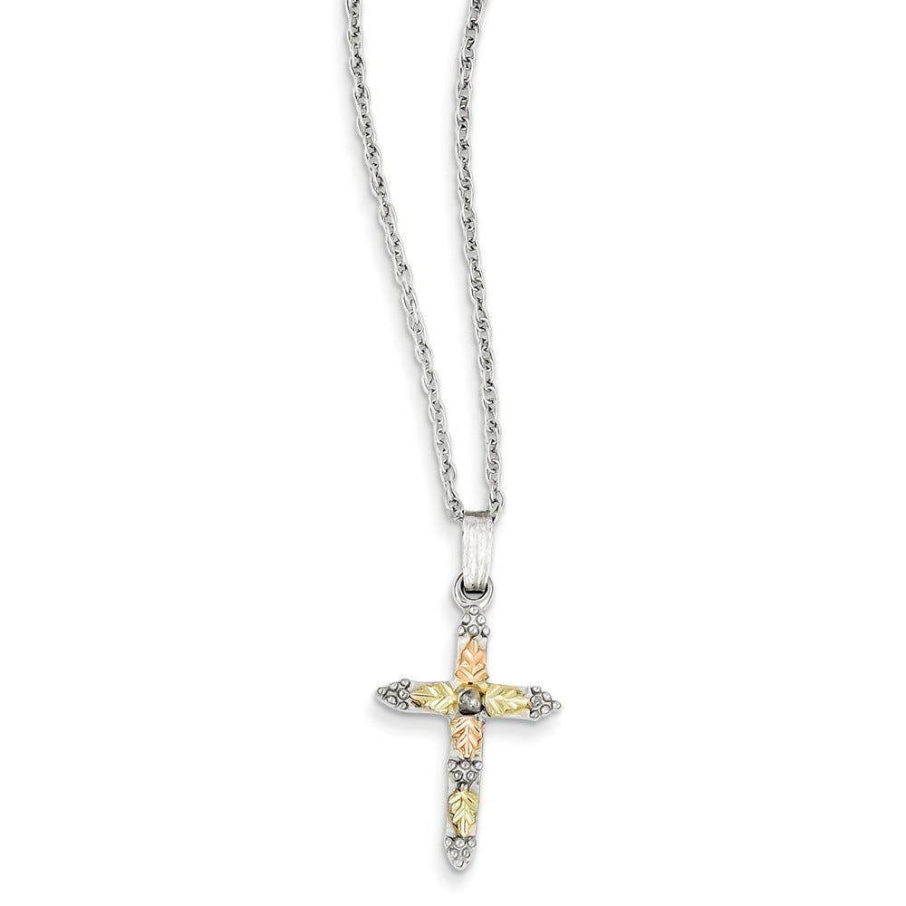 Sterling Silver And 12K Cross Necklace
