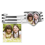 Photo Engraved Heart Bangle Bracelet