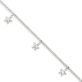 Sterling Silver Polished Starfish Charms with 1In Ext. Anklet
