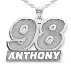 Personalized Racecar Number Pendant with Name