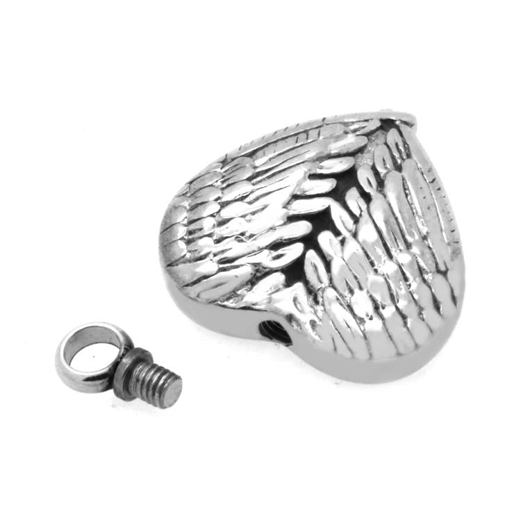 Stainless Steel Angel Wing Heart Cremation & Ash Holder