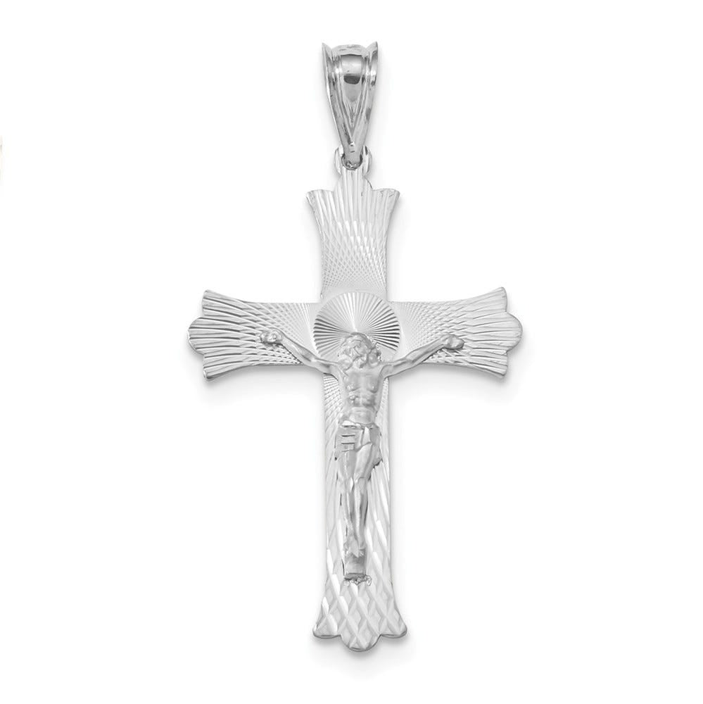 14K White Gold Crucifix Pendant