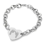 14k Yellow Gold Custom Footprint Heart Bracelet