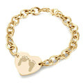 14k Yellow Gold Custom Footprint Heart Bracelet