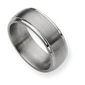 Titanium Ridged Edge Approx. 0.31 Inch Brushed and Polished Wedding Band