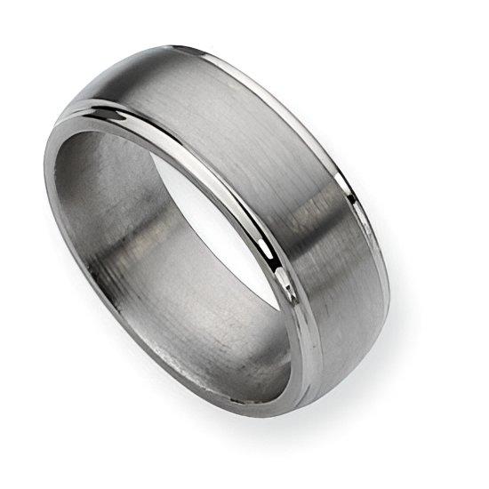Titanium Ridged Edge Approx. 0.31 Inch Brushed and Polished Wedding Band