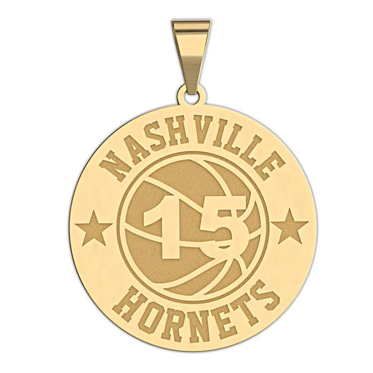Personalized Basketball Team & Number Round Disc Pendant or Charm