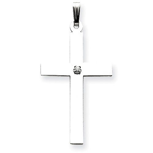 14K White Gold Diamond Cross Pendant