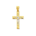10K Gold And Rhodium Crucifix Pendant
