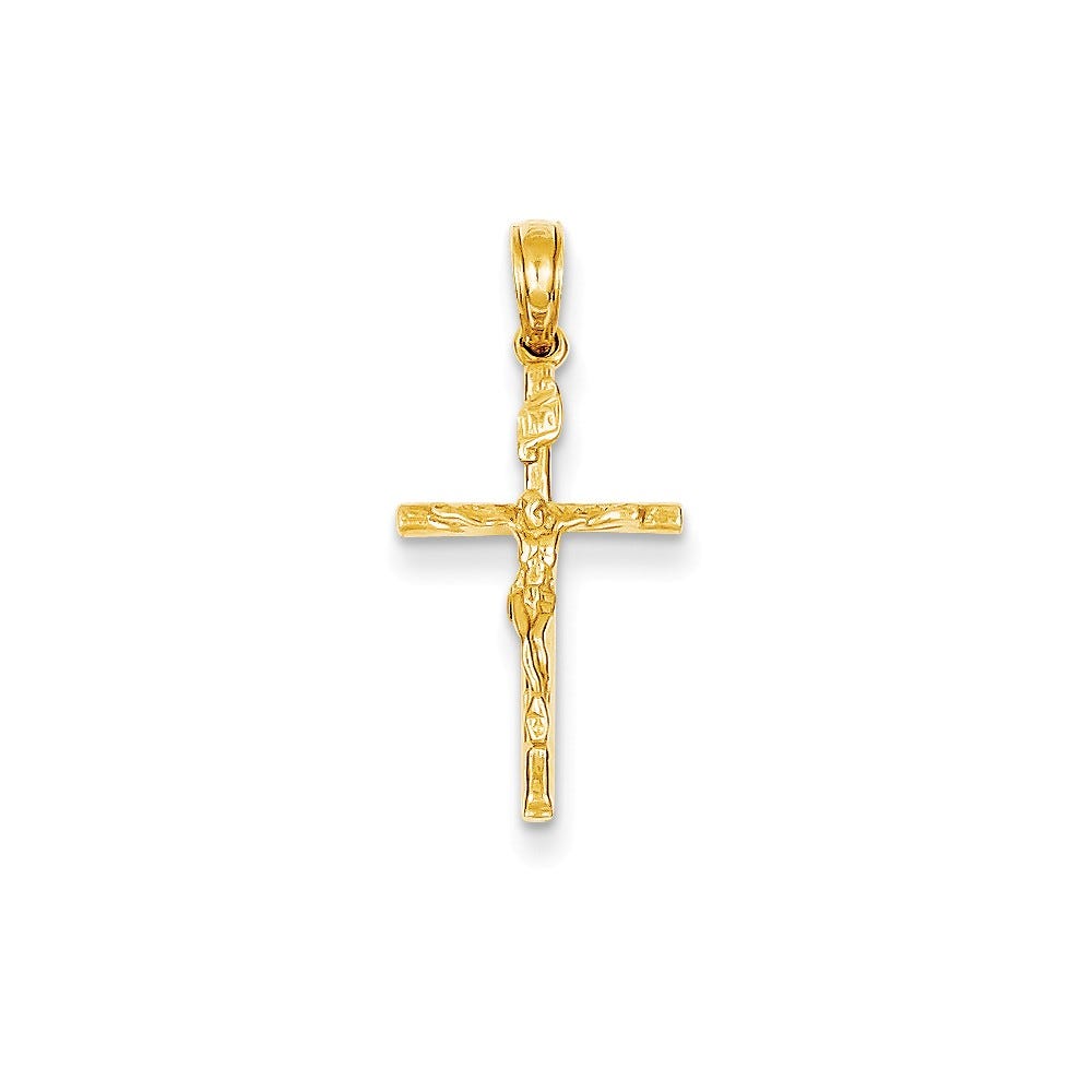 14K Inri Hollow Crucifix Pendant