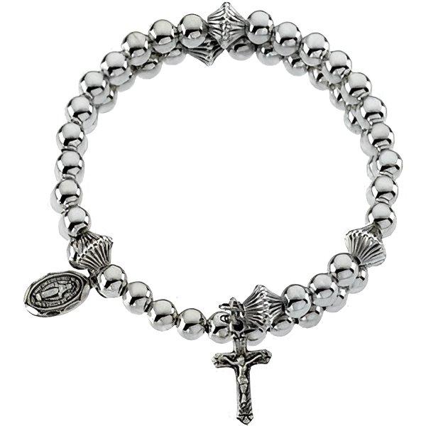 Silver Bead Wrap Rosary