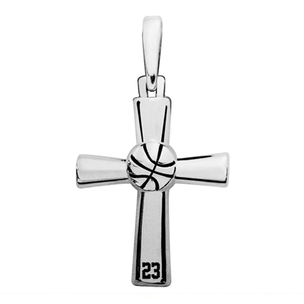 High Polished Basketball Cross with Number