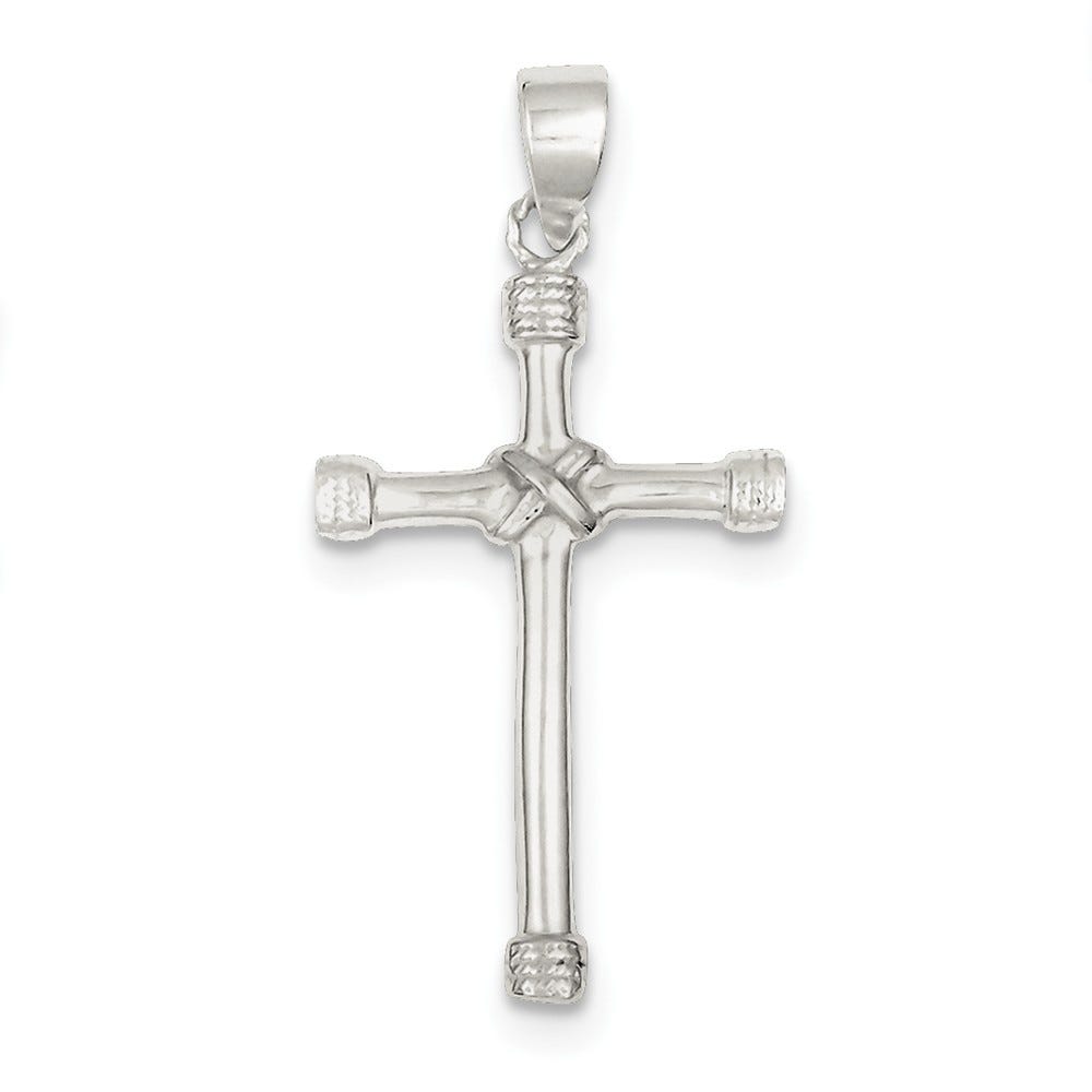 Sterling Silver Polished Budded-Ends Cross Pendant