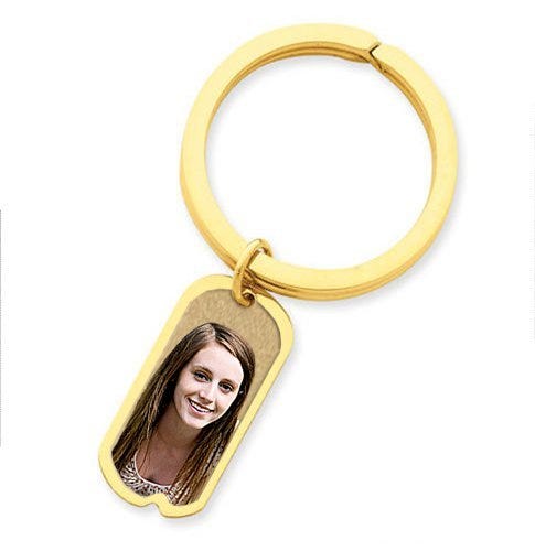 Photo Engraved Dog Tag Key Chain