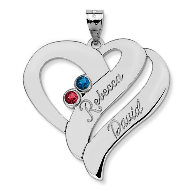 Personalized Couple's Heart Pendant with Birthstones