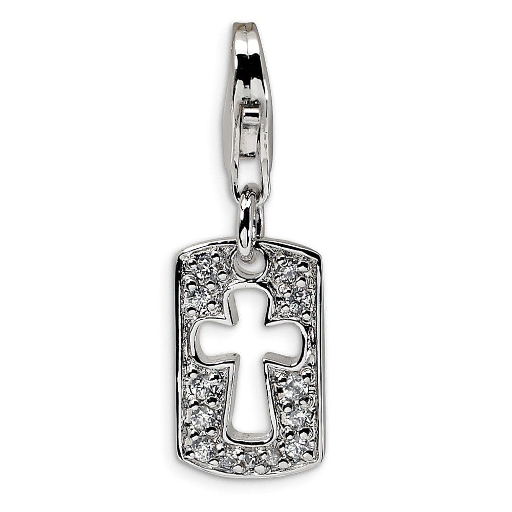 Cz Cut-Out Cross Faith Clip-On Charm
