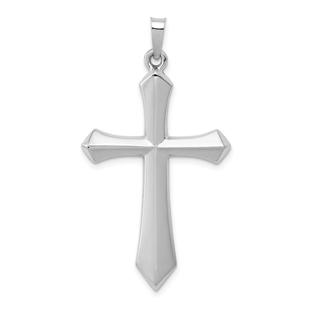 14K White Gold Polished Tapered-Arm Cross Pendant
