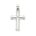 14K White Gold Polished Knobbed-Ends Cross Pendant