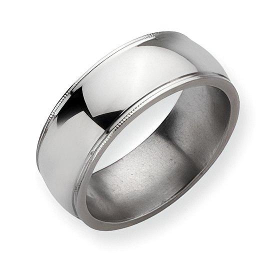 Titanium Grooved and Beaded Approx. 0.31 Inch Polished Wedding Band