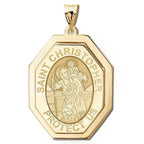 Saint Christopher Three Dimensional Premium Weight Long Octagon Religious Medal
