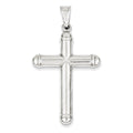 14K White Gold Hollow Ribbed-Ends Cross Pendant