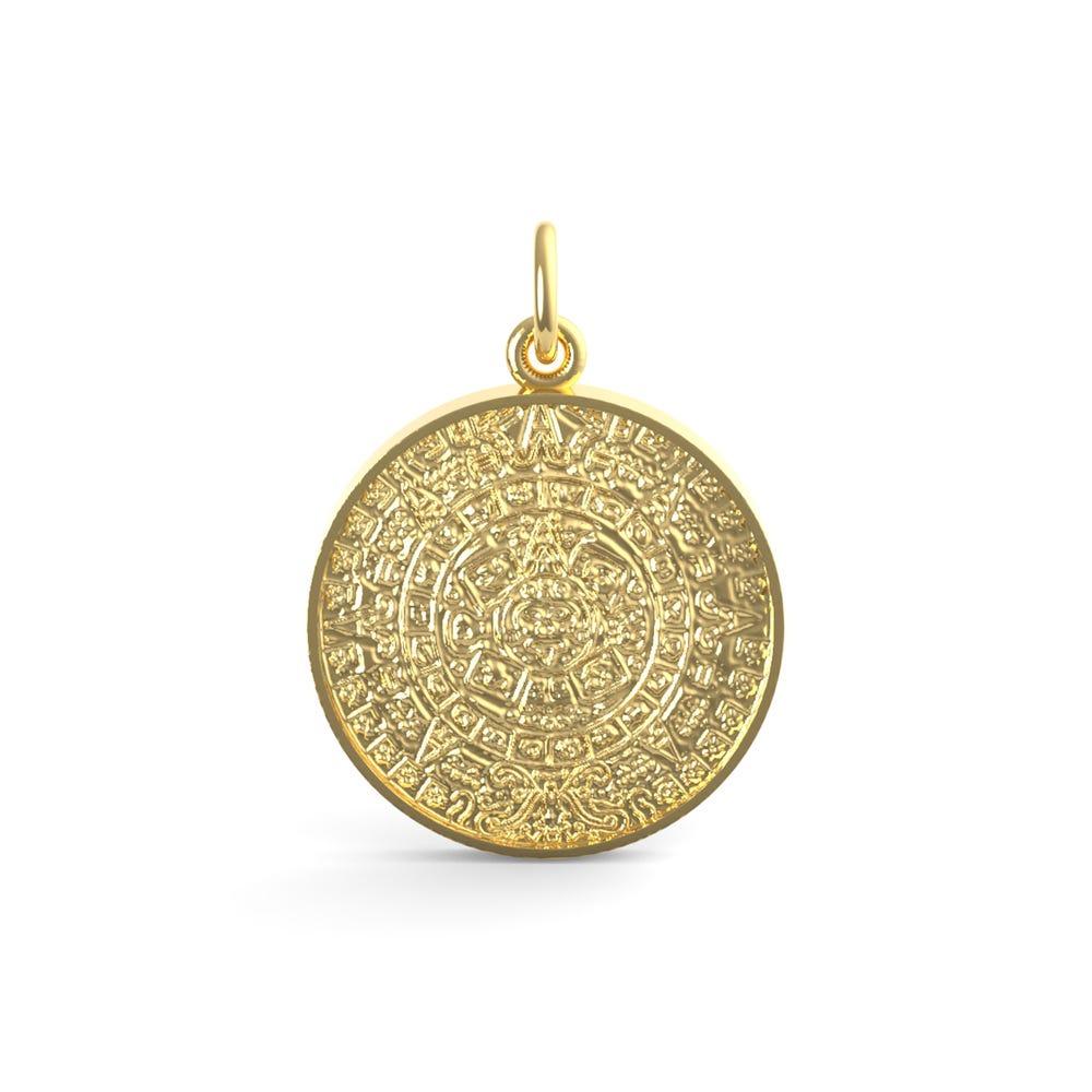 Aztec Sun Charm (Engravable)