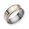 Titanium Sterling Silver Inlay Concave Approx. 0.31 Inch Satin and Polished Band