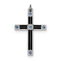 Enameled And Blue Cz Cross Pendant