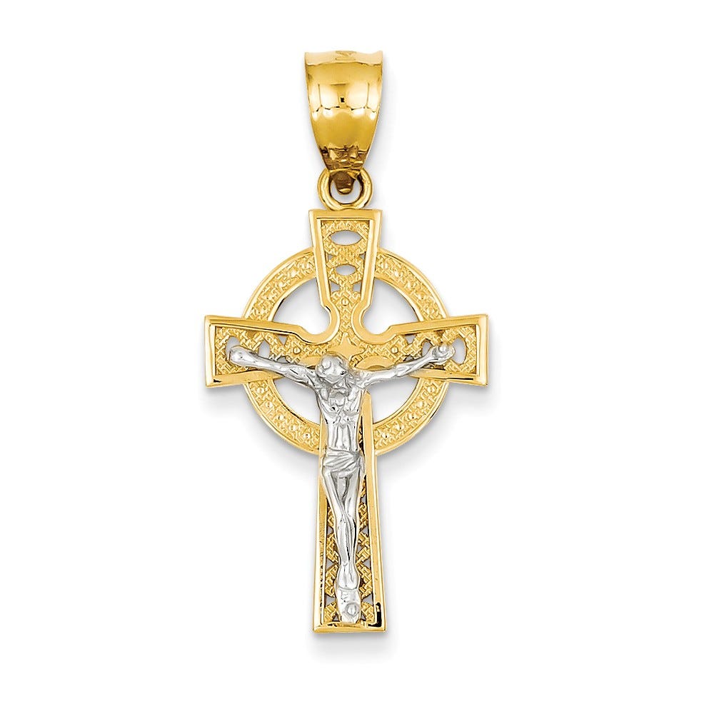 14K Two-Tone Iona Crucifix Pendant