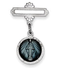 Miraculous Medal Baptismal Brooch With Aqua Enamel