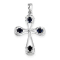 Sterling Silver Sapphire And Diamond Cross Pendant