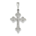 14K White Gold Scroll-Edge Cross Pendant