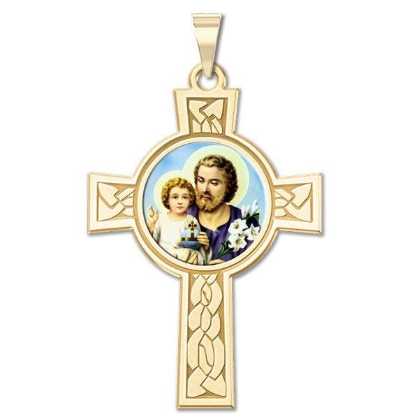 Saint Joseph Cross Religious Medal "Color