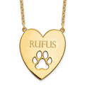 Personalized Heart with Cutout Dog Paw Name Necklace