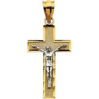 Two-Tone Plain-Panel Crucifix Pendant