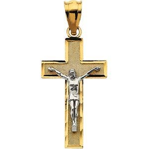 Two-Tone Plain-Panel Crucifix Pendant