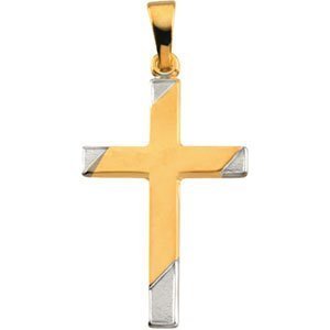 14K Two-Tone Gold Cross Pendant