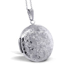 Round Floral Photo Locket With 18" Chain