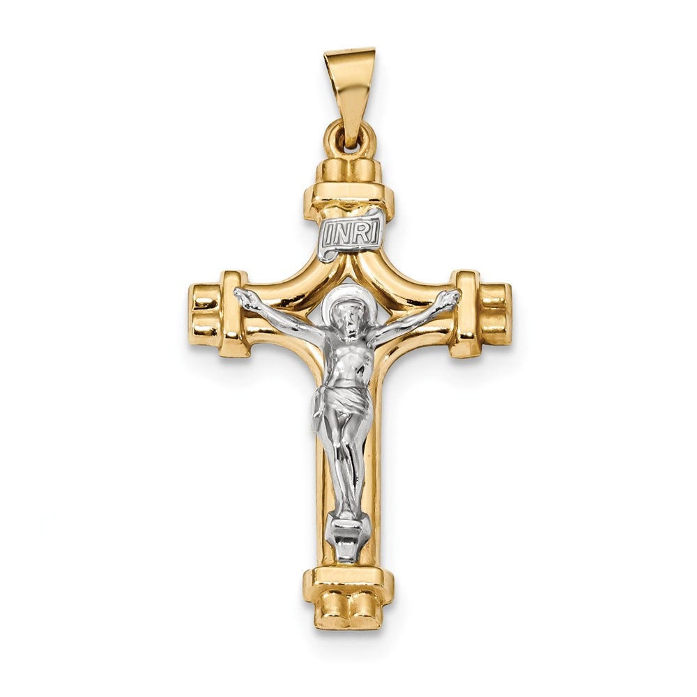 Two-Tone Polished Inri Crucifix Pendant