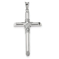 14K White Gold Polished Tube Rounded-End Cross Pendant