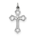 Sterling Silver Rhodium Plated Budded Cross Cz Charm