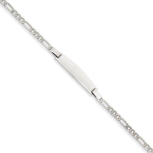 Custom Engraved 14K Gold Women's Figaro Link ID Bracelet