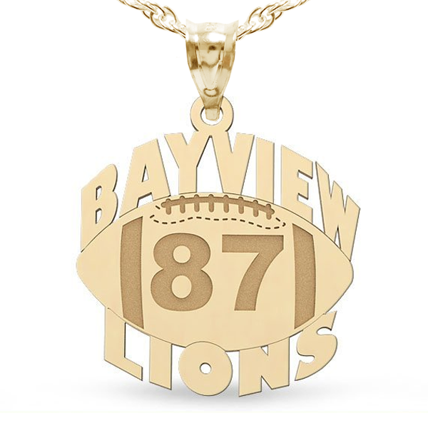 V In Numerals Custom Team Football Charm with Number | PicturesOnGold.com