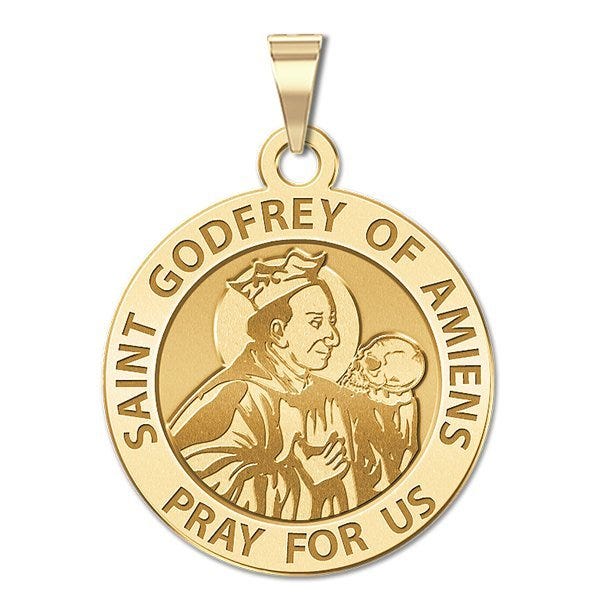 Saint Godfrey of Amiens Round Religious Medal