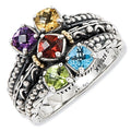 Sterling Silver & 14K Five-Stone Antiqued Mother's Ring