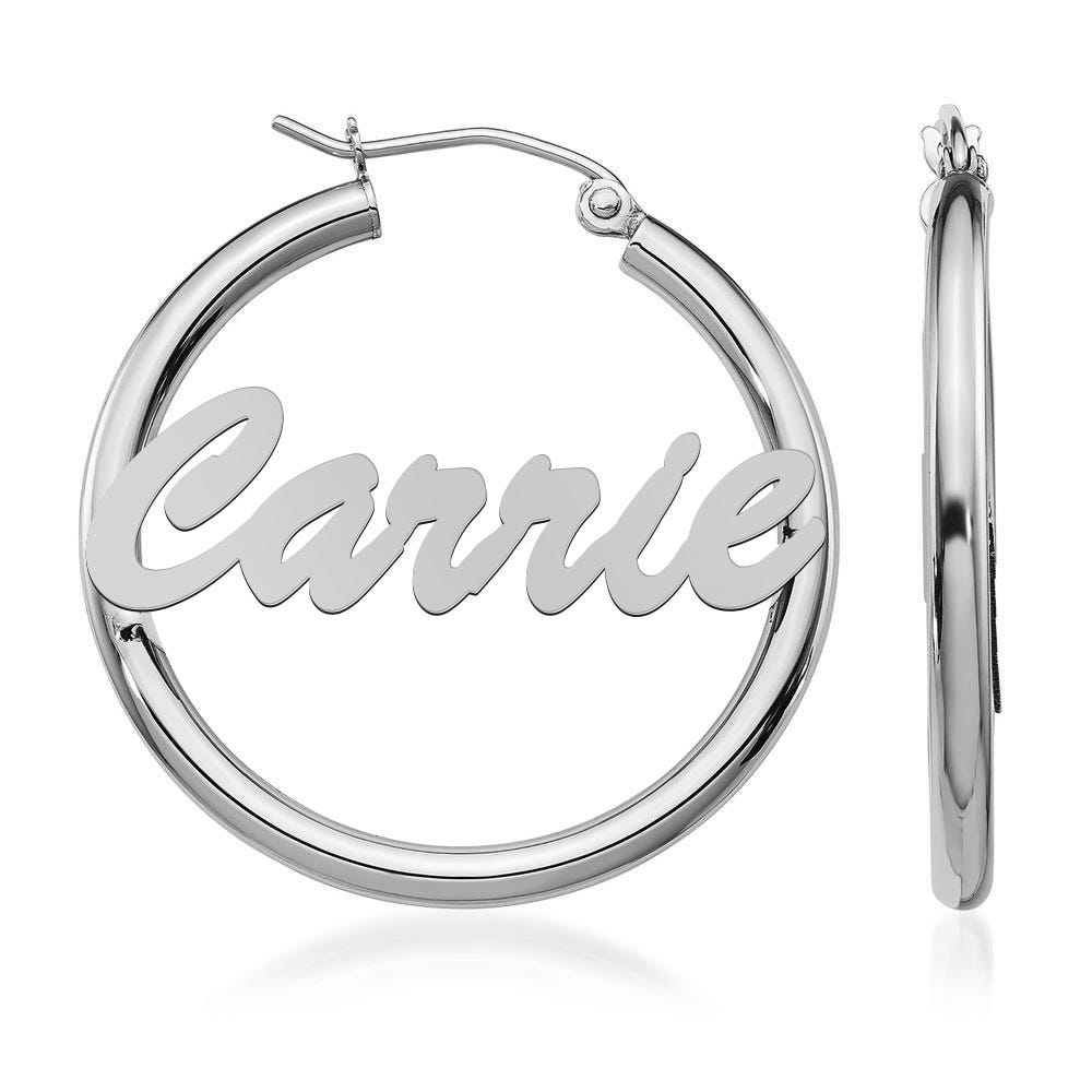 Script Hoop Name Earrings