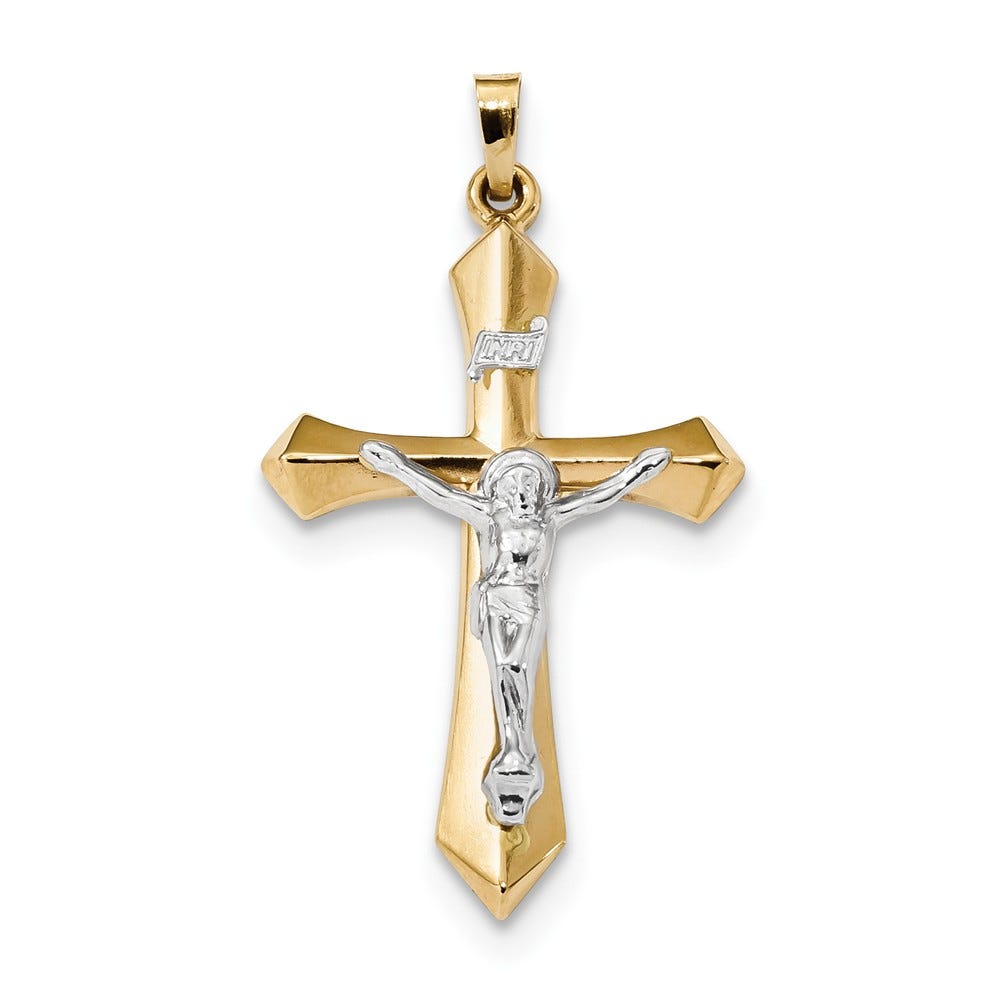 Two-Tone Inri Pointed-Arm Crucifix Pendant