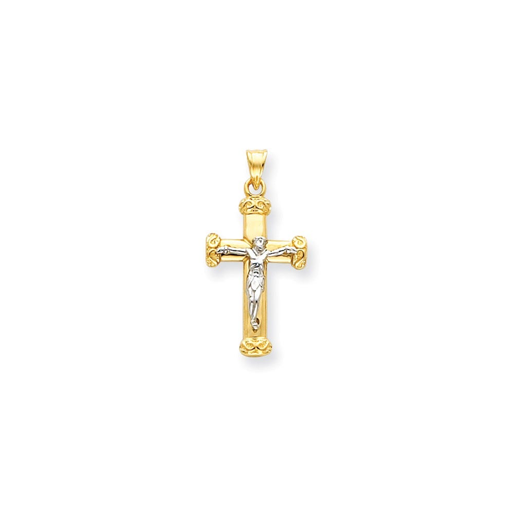 14K Two-Tone Crucifix Pendant