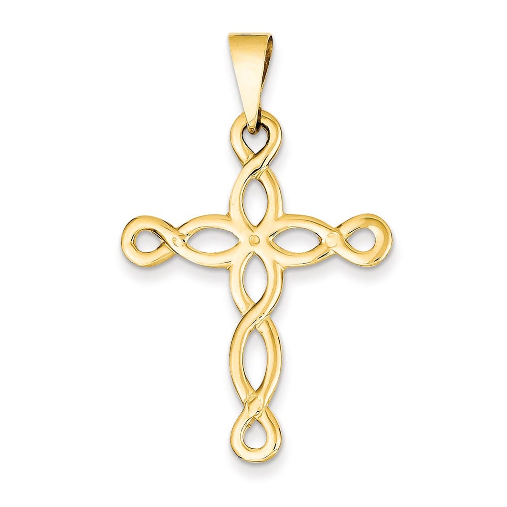 14K Polished Interlaced Cross Pendant