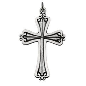 Scroll-Tip Cross Pendant